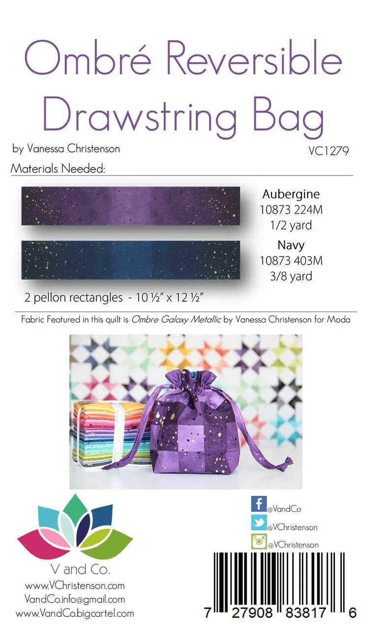 Ombre Reversible Drawstring Bag by V  and Company