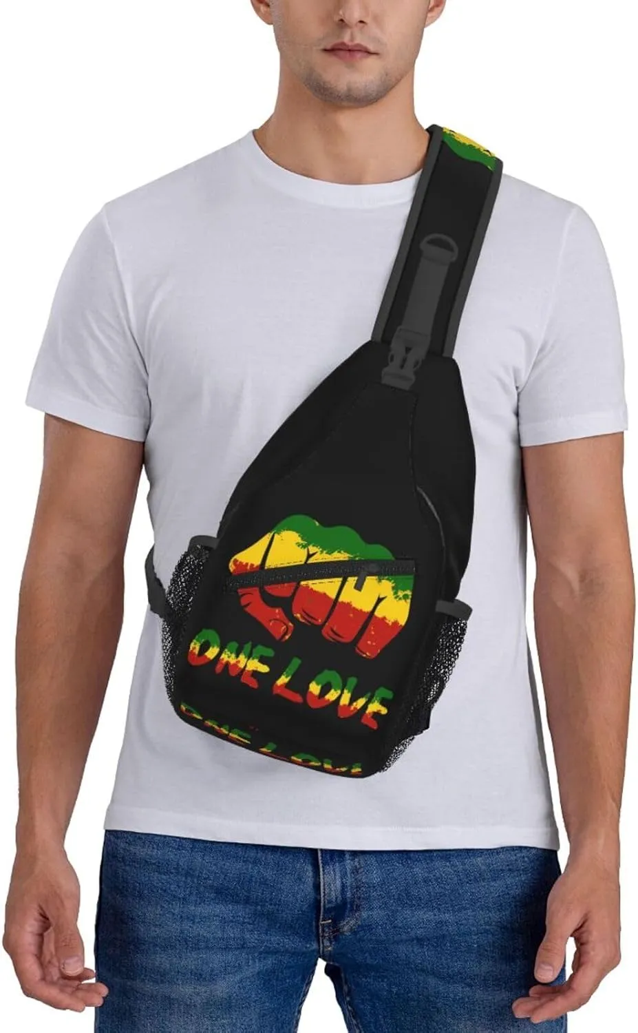 One Loves Jamaican Rasta Reggae Sling Bag Adjustable Crossbody Bag Casual Chest Bags Travel Shoulder Backpack