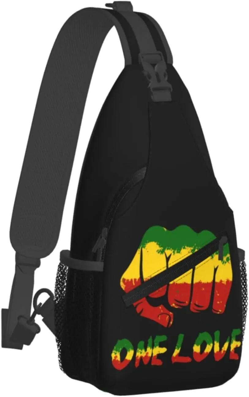 One Loves Jamaican Rasta Reggae Sling Bag Adjustable Crossbody Bag Casual Chest Bags Travel Shoulder Backpack