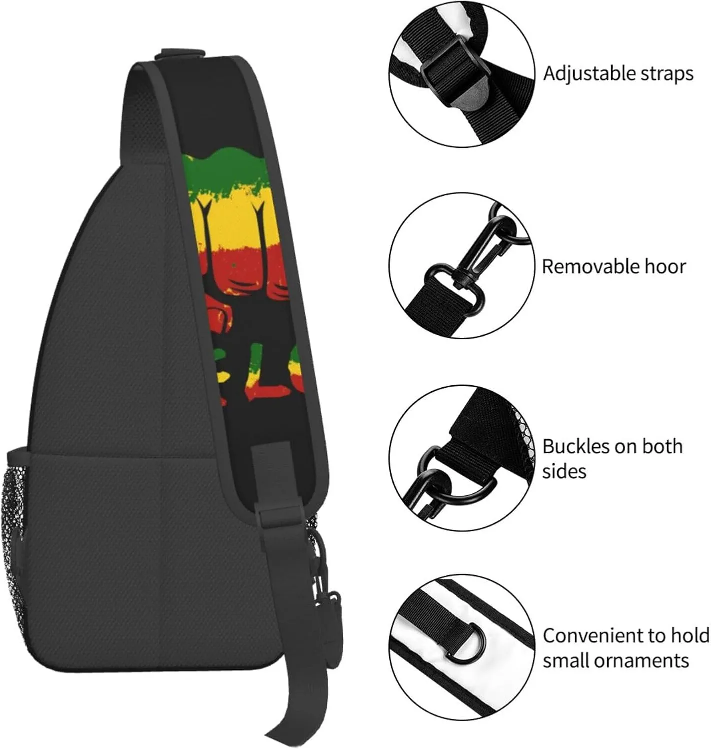 One Loves Jamaican Rasta Reggae Sling Bag Adjustable Crossbody Bag Casual Chest Bags Travel Shoulder Backpack
