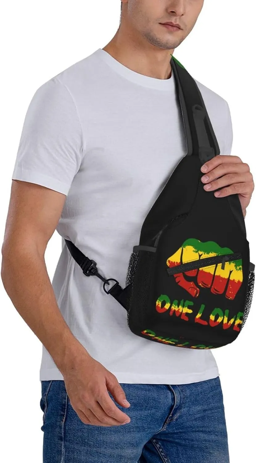 One Loves Jamaican Rasta Reggae Sling Bag Adjustable Crossbody Bag Casual Chest Bags Travel Shoulder Backpack
