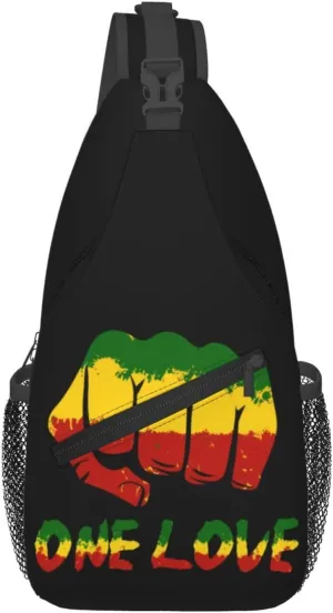 One Loves Jamaican Rasta Reggae Sling Bag Adjustable Crossbody Bag Casual Chest Bags Travel Shoulder Backpack