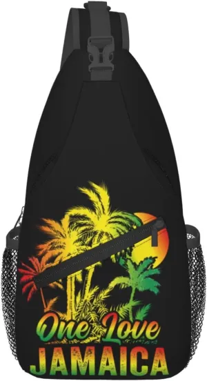 One Loves Jamaican Rasta Reggae Sling Bag Adjustable Crossbody Bag Casual Chest Bags Travel Shoulder Backpack