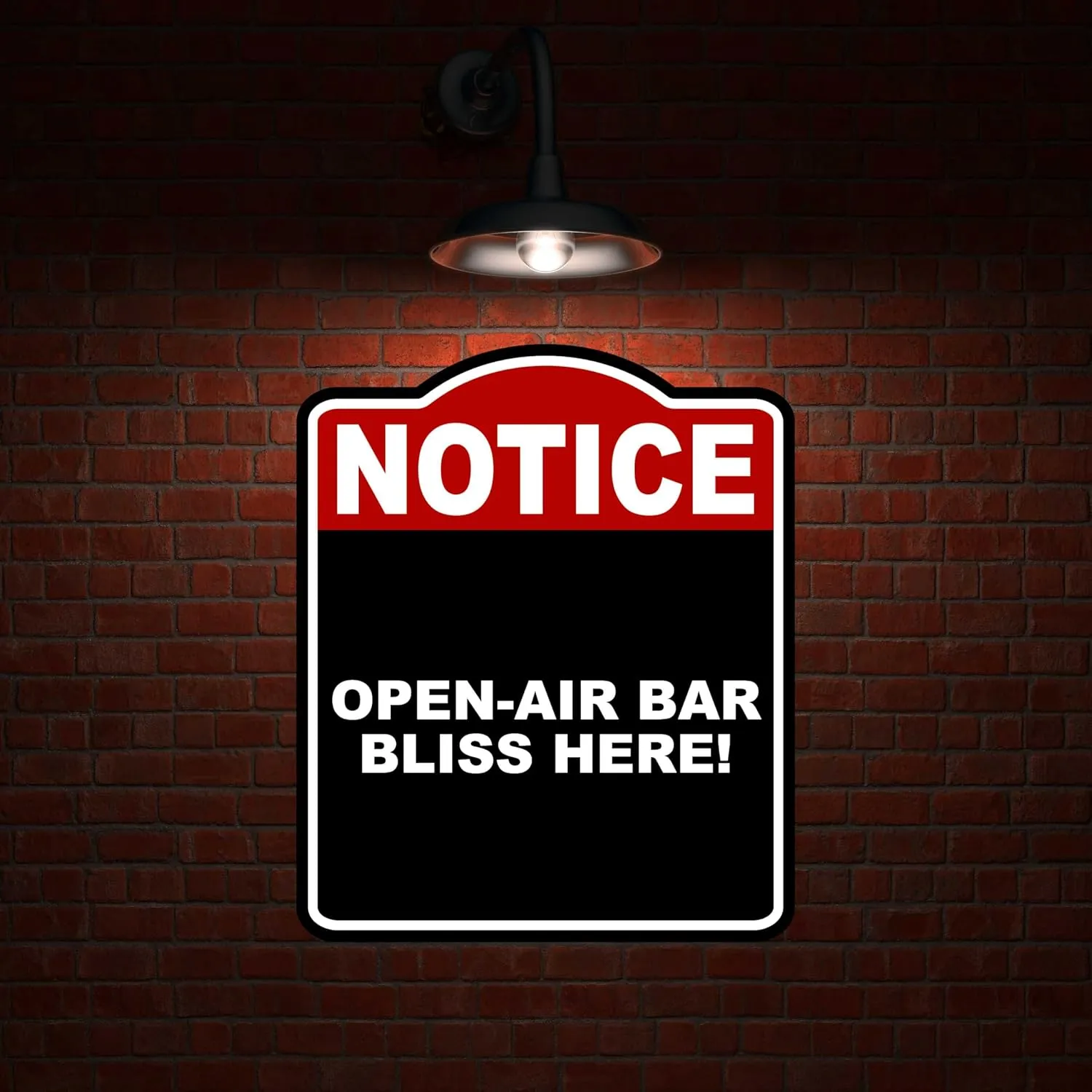 OPEN-AIR BAR BLISS HERE! Notice Red Black Aluminum Composite Sign 15 x 18 inches