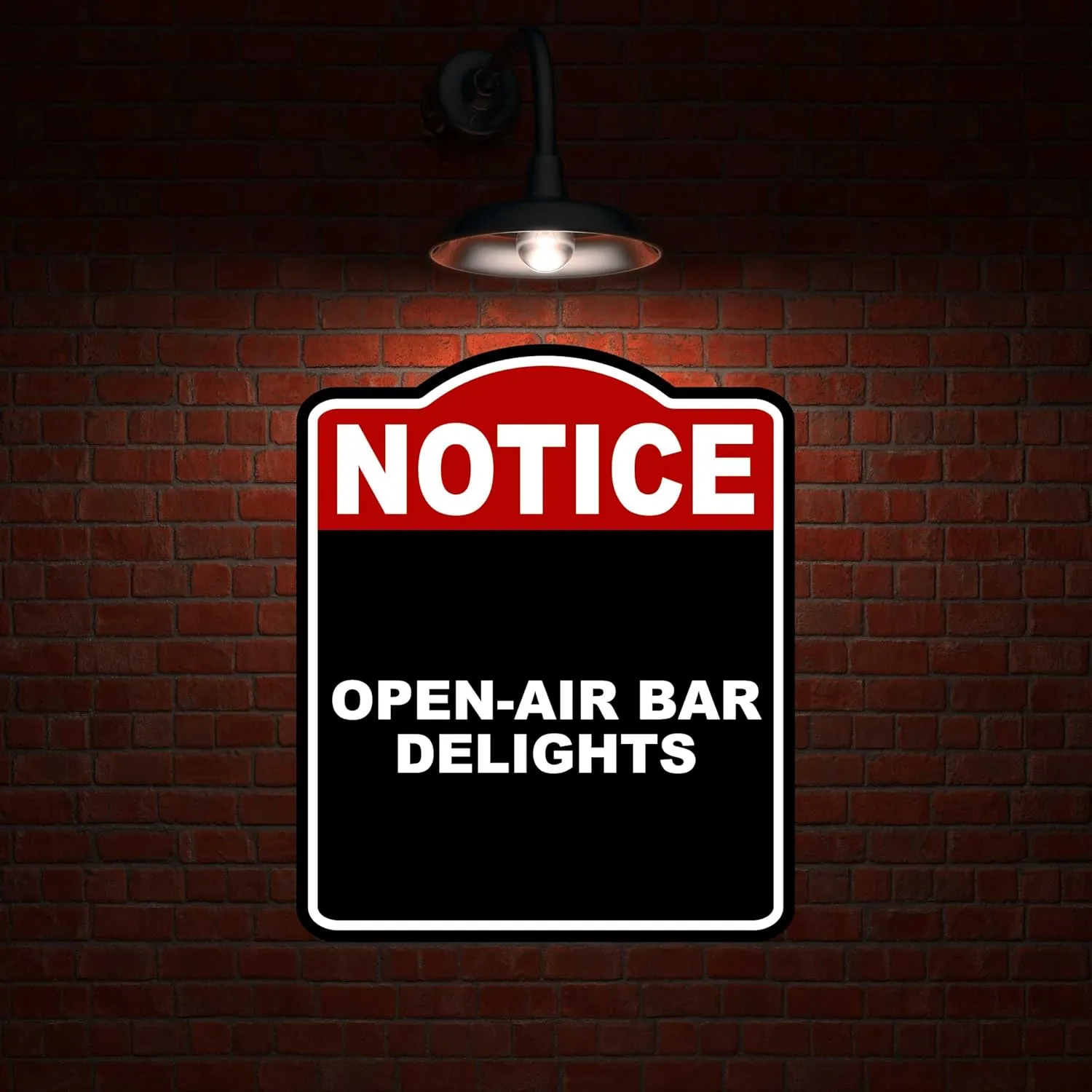 OPEN-AIR BAR DELIGHTS Notice Red Black Aluminum Composite Sign 15 x 18 inches
