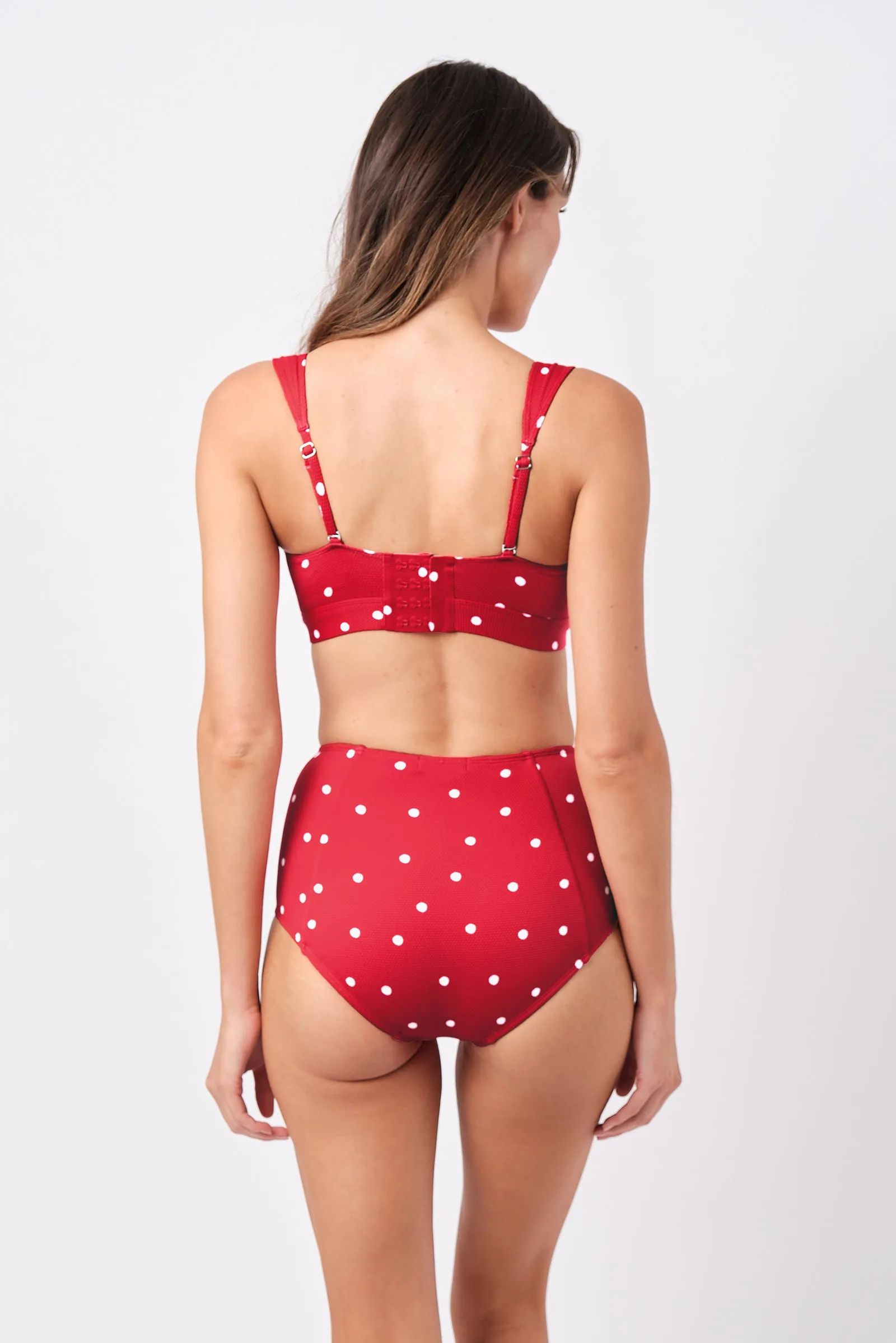Original Bustier Balconette Bikini Bralette POLKA ROUGE TEXTURE