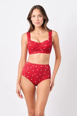 Original Bustier Balconette Bikini Bralette POLKA ROUGE TEXTURE