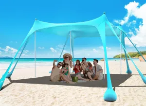 Osoeri Beach Tent, Camping Sun Shelter UPF50  with 8 Sandbags, Sand Shovels, Ground Pegs & Stability Poles, Outdoor Shade Beach Canopy for Camping Trips, Fishing, Backyard Fun or Picnics