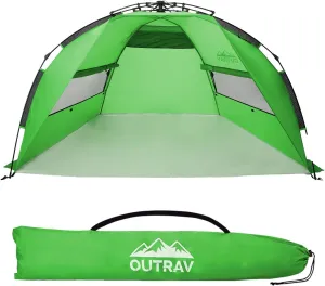 Outrav Pop Up Beach Tent - Quick and Easy Set Up, Family Size, Portable Sun and Water Shelter and Shade Canopy - for Fishing, Camping, Hiking and Outdoor Activities