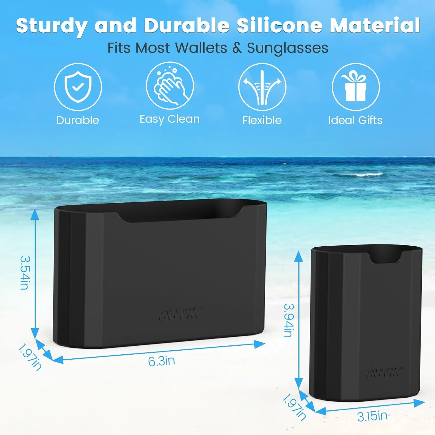 OUTXE 2 Pack Silicone Bogg Bag Organizer Insert Compatible with All Bogg Bags, Sunglasses & Wallet Holder Accessories for Bogg Bag, Wallet and Glasses Organizer for Simple Modern Bags-Black