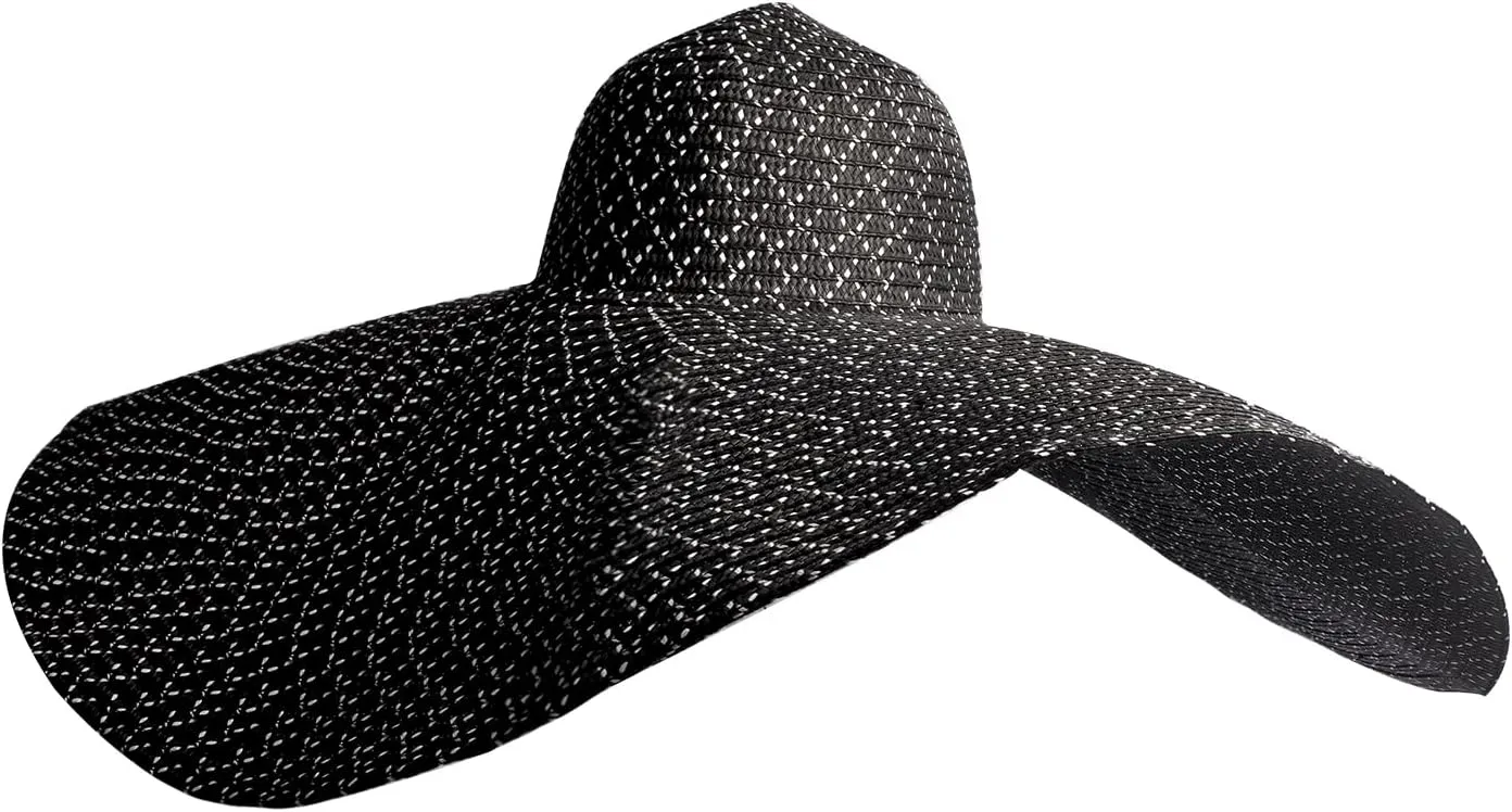 Oversized Beach Straw Hat for Women, Fashion Large Wide Brim Visor Hats Handmade Roll Up Floppy Sun Hat for Summer Beach Cap