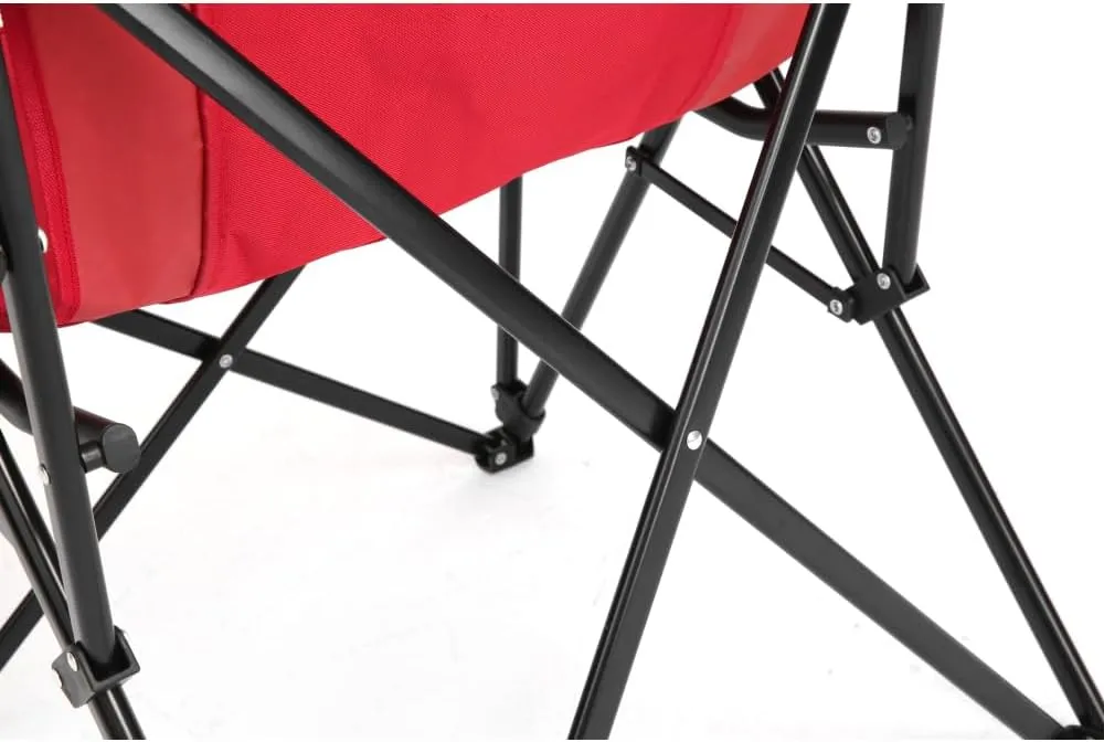 Oversized Camping Folding Chair - Heavy Duty 250 LBS Steel Frame, Collapsible Padded Arm Chair with Cup Holder, Portable Outdoor Chair for Camping, Beach, Patio (Red)