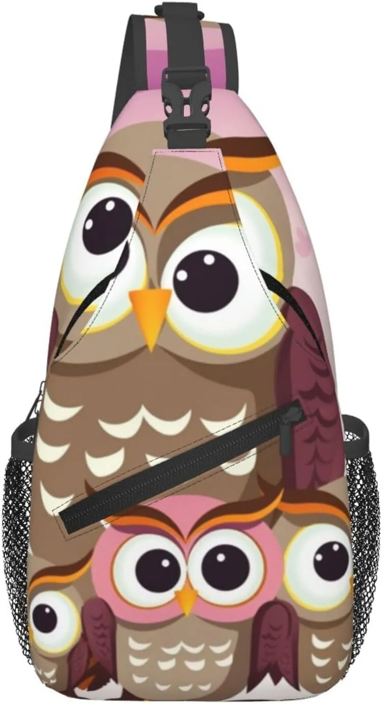 Owls family Crossbody Bags for Men Women Fashion Sling Backpack Casual Chest Bag Travel Hiking Daypack