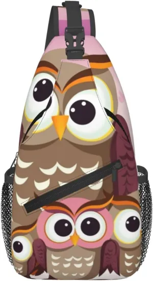 Owls family Crossbody Bags for Men Women Fashion Sling Backpack Casual Chest Bag Travel Hiking Daypack