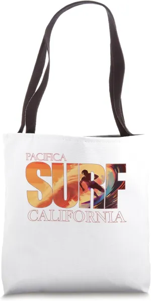 Pacifica California Beach Surfing Tote Bag