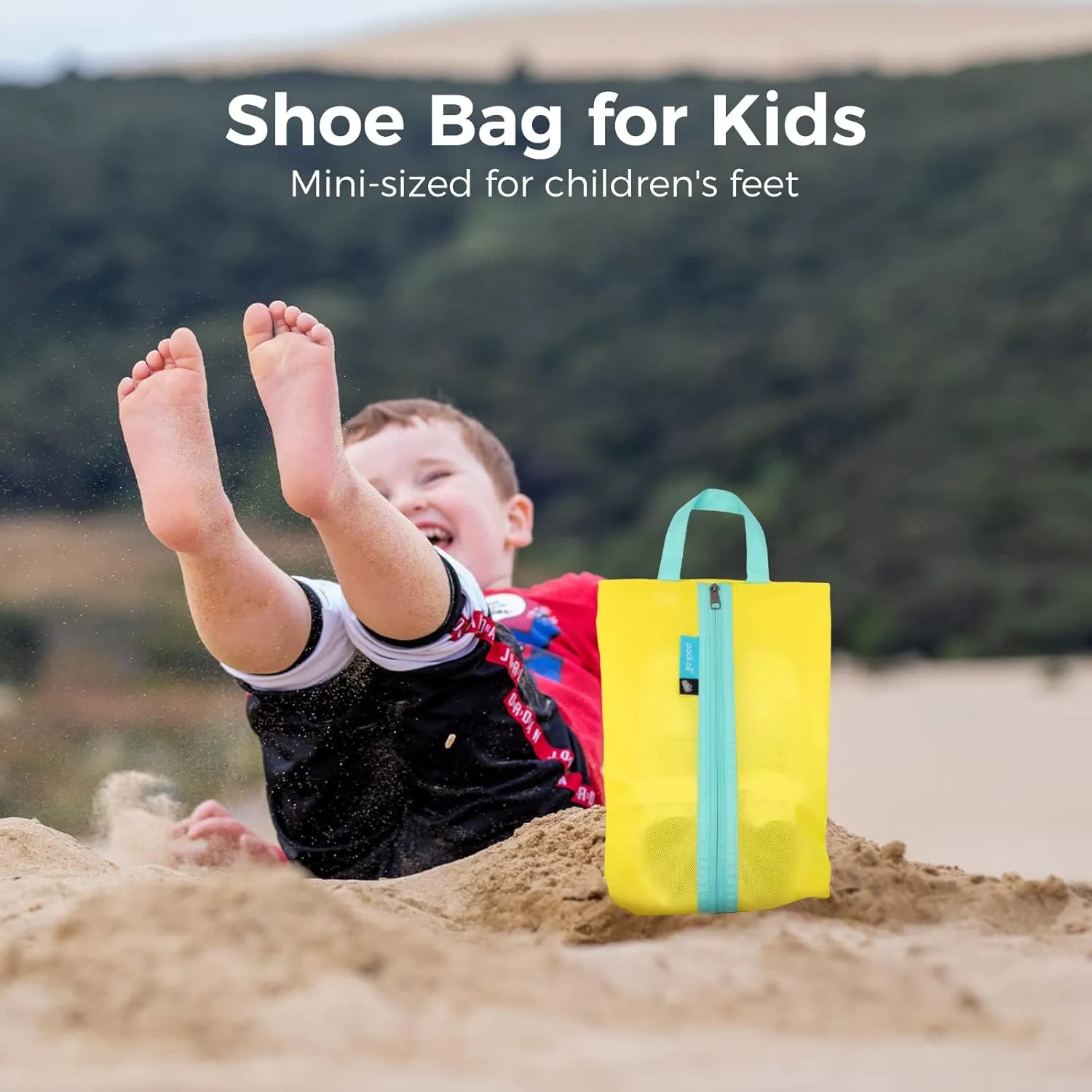 pack all Kids Shoe Bag for Travel, Water-Resistant Shoe Pouch for Gym, Odor-Resistant Soccer Cleats Bag for Sport, Cute Design for Girls, Boys, Toddlers (Yellow)