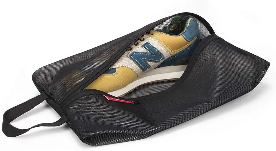 pack all Shoe Bag for Travel, Water-Resistant Shoe Pouch for Gym, Odor-Resistant Soccer Cleats Bag for Sport (Black, 2-Pack)
