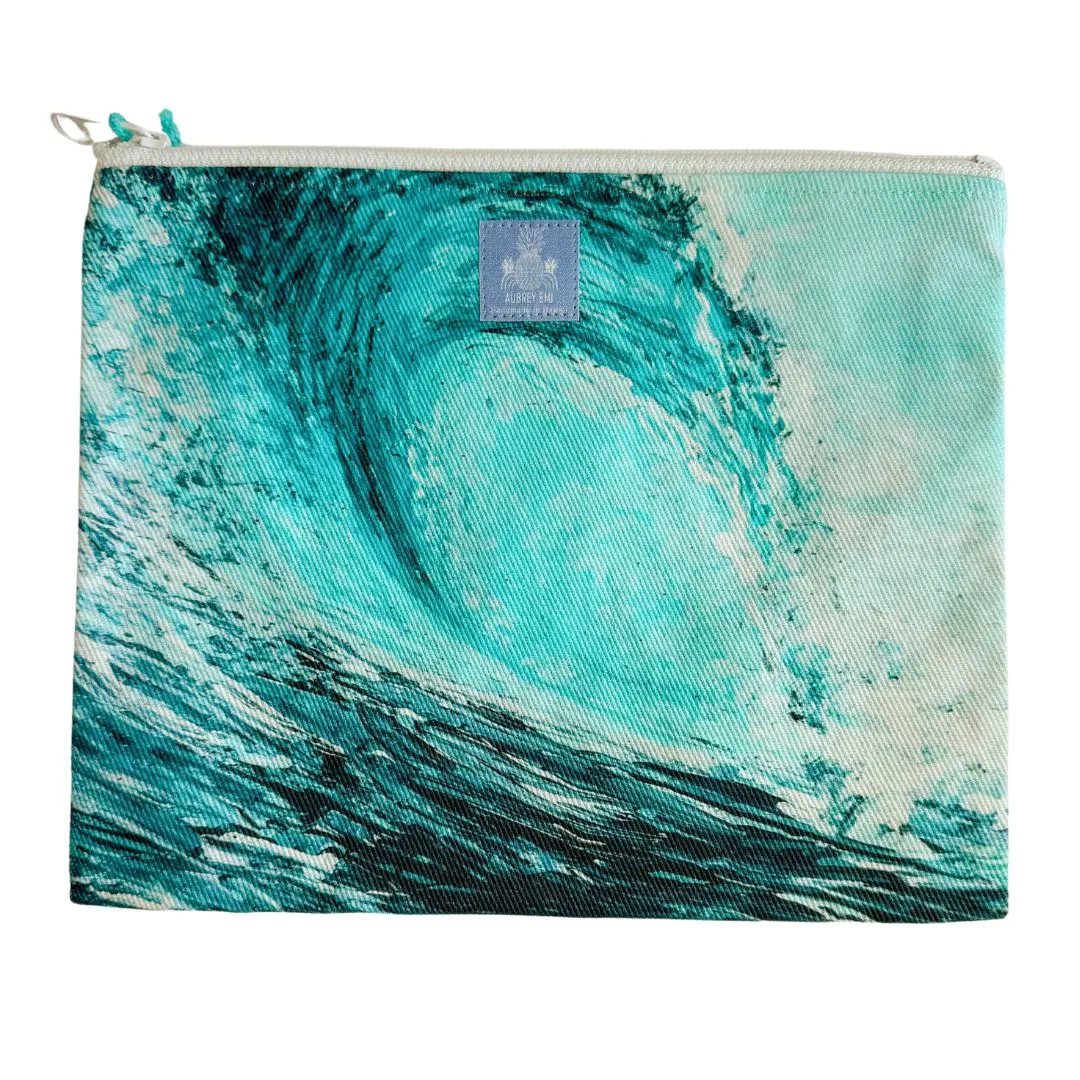 Palette Knife Teal Wave Zippered Pouch