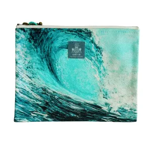 Palette Knife Teal Wave Zippered Pouch