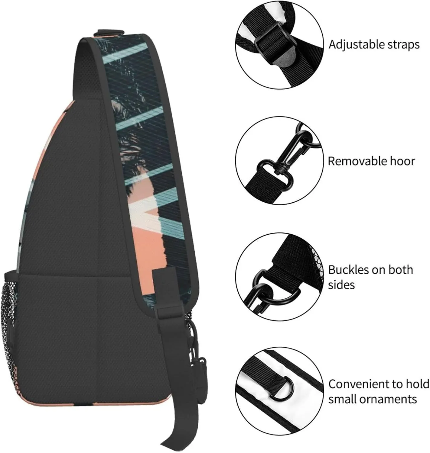 Palm Tree With Beautiful Sunset Behind Chest Sling Bag Crossbody Shoulder Backpack Bag Gym Cycling Travel Hiking Daypack Cross Bag
