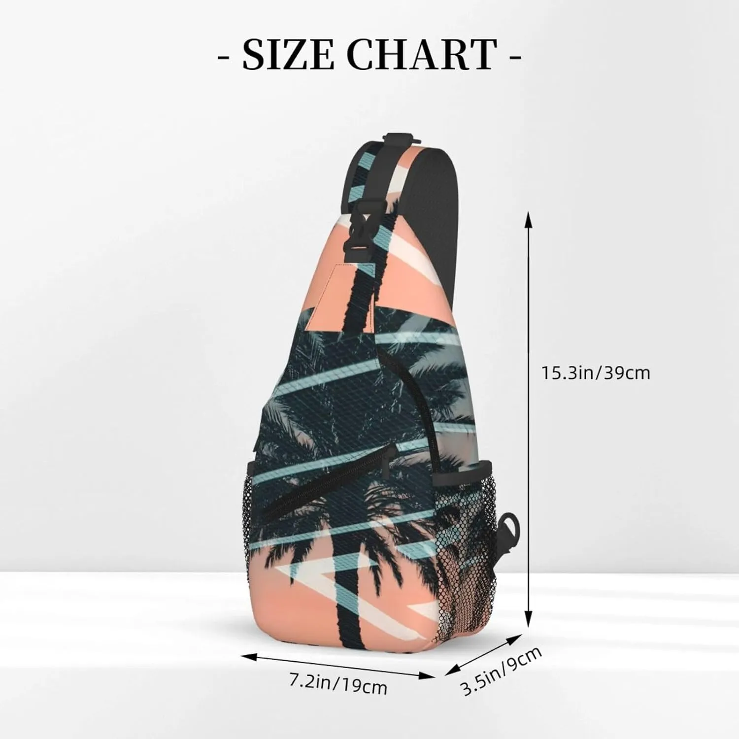 Palm Tree With Beautiful Sunset Behind Chest Sling Bag Crossbody Shoulder Backpack Bag Gym Cycling Travel Hiking Daypack Cross Bag