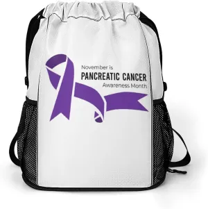 Pancreatic Cancer Awareness Drawstring Backpack Gym Bag Sports Backpack Beach Bag Yoga Travel Bag