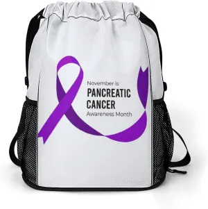 Pancreatic Cancer Awareness Drawstring Backpack Gym Bag Sports Backpack Beach Bag Yoga Travel Bag