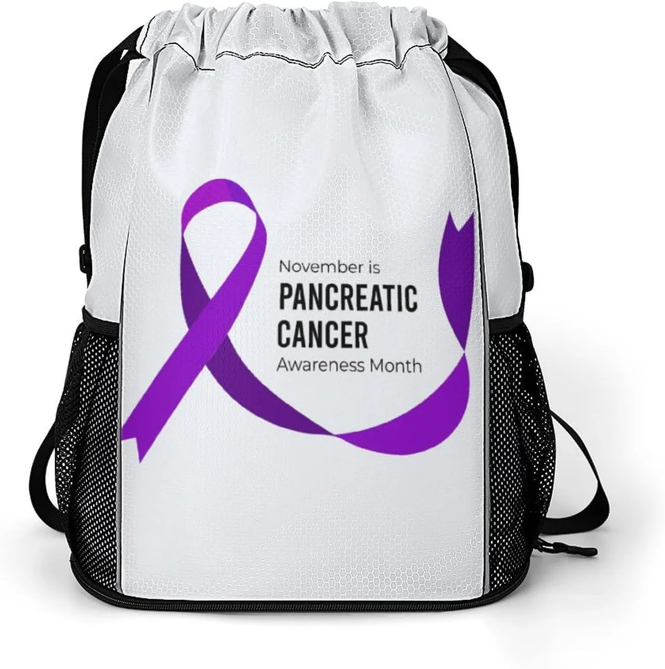 Pancreatic Cancer Awareness Drawstring Backpack Gym Bag Sports Backpack Beach Bag Yoga Travel Bag
