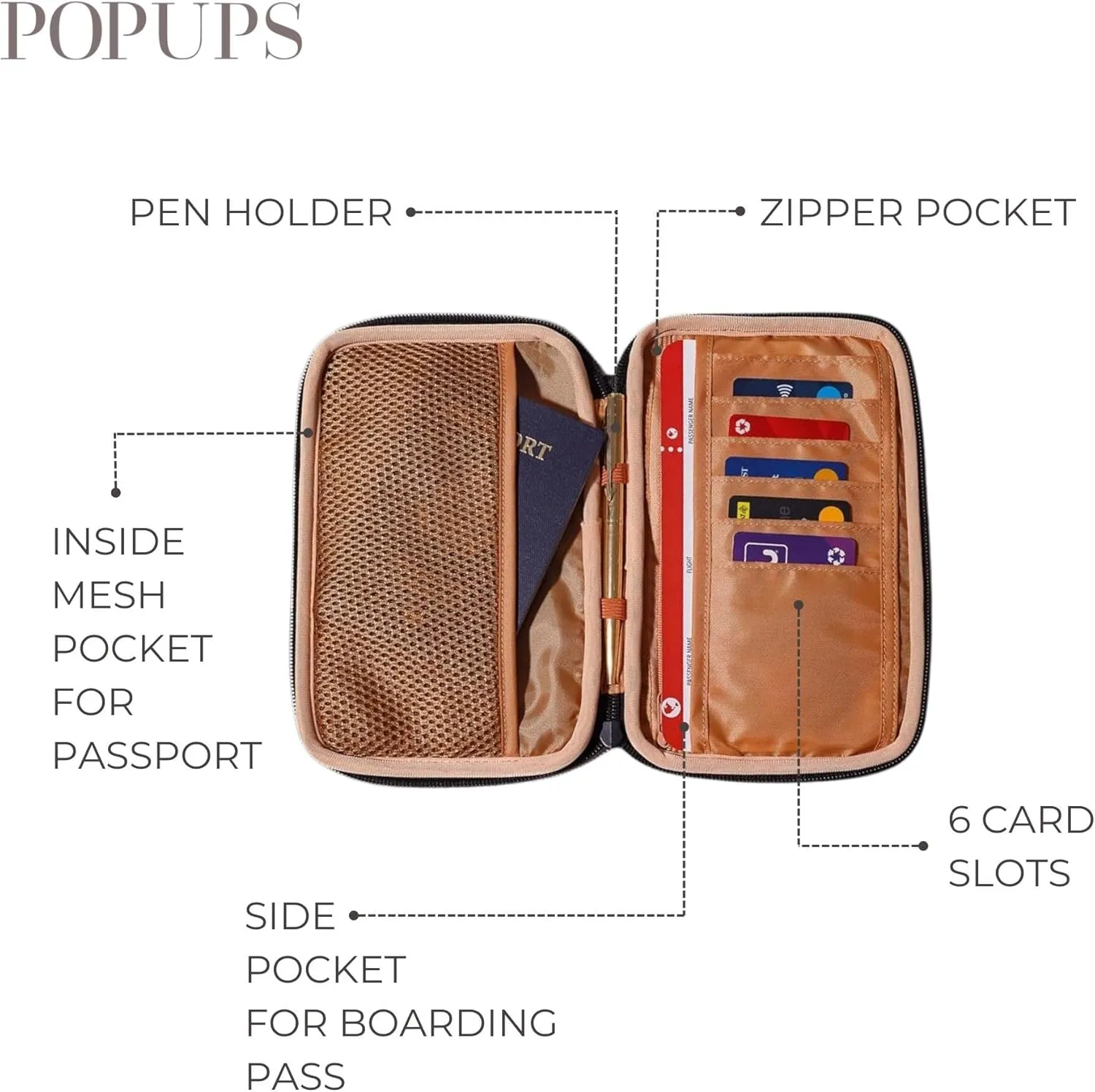 Passport Travel Wallet for Women - Large Multiple Document Organizer and Holder with Wristlet - Taupe