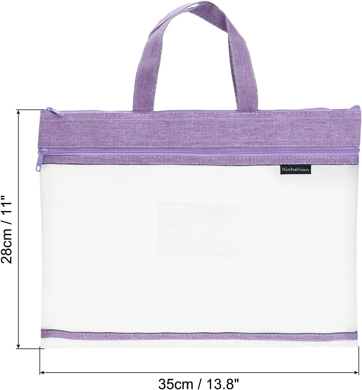 PATIKIL Nylon Document Bag with Handle 2 Pack Mesh Transparent Handbag Paper File Tote Pouch for Office, Gray, Purple