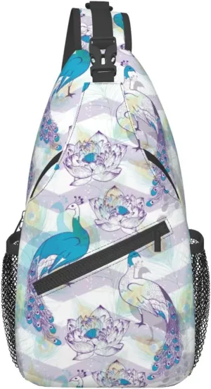 Peacock Crossbody Bag Women Shoulder Bag Backpack Cute Sling Bag Chest Casual Daypack Feather Bag Outdoor