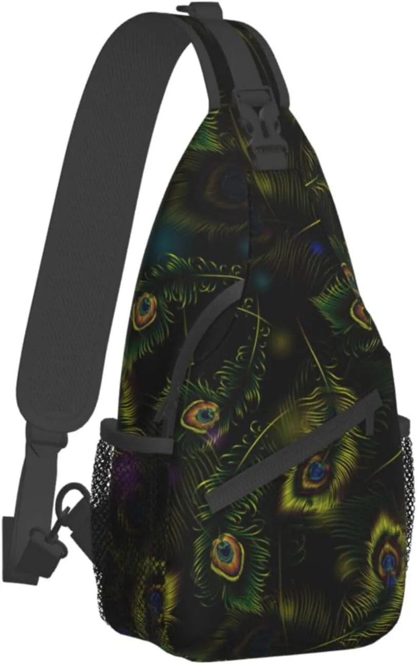 Peacock Crossbody Bag Women Shoulder Bag Backpack Cute Sling Bag Chest Casual Daypack Feather Bag Outdoor
