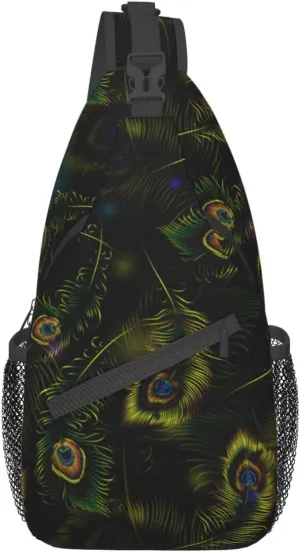 Peacock Crossbody Bag Women Shoulder Bag Backpack Cute Sling Bag Chest Casual Daypack Feather Bag Outdoor
