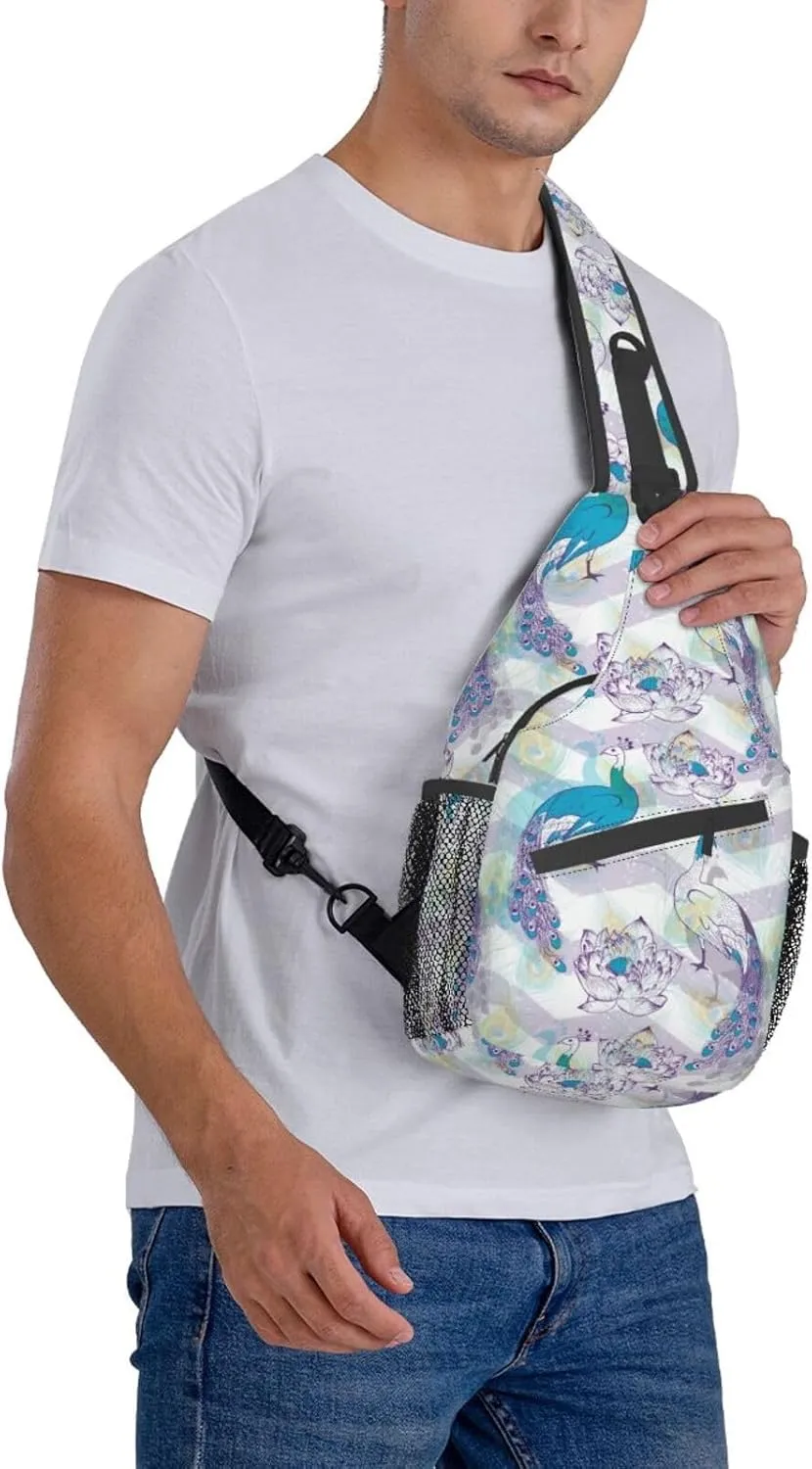 Peacock Crossbody Bag Women Shoulder Bag Backpack Cute Sling Bag Chest Casual Daypack Feather Bag Outdoor