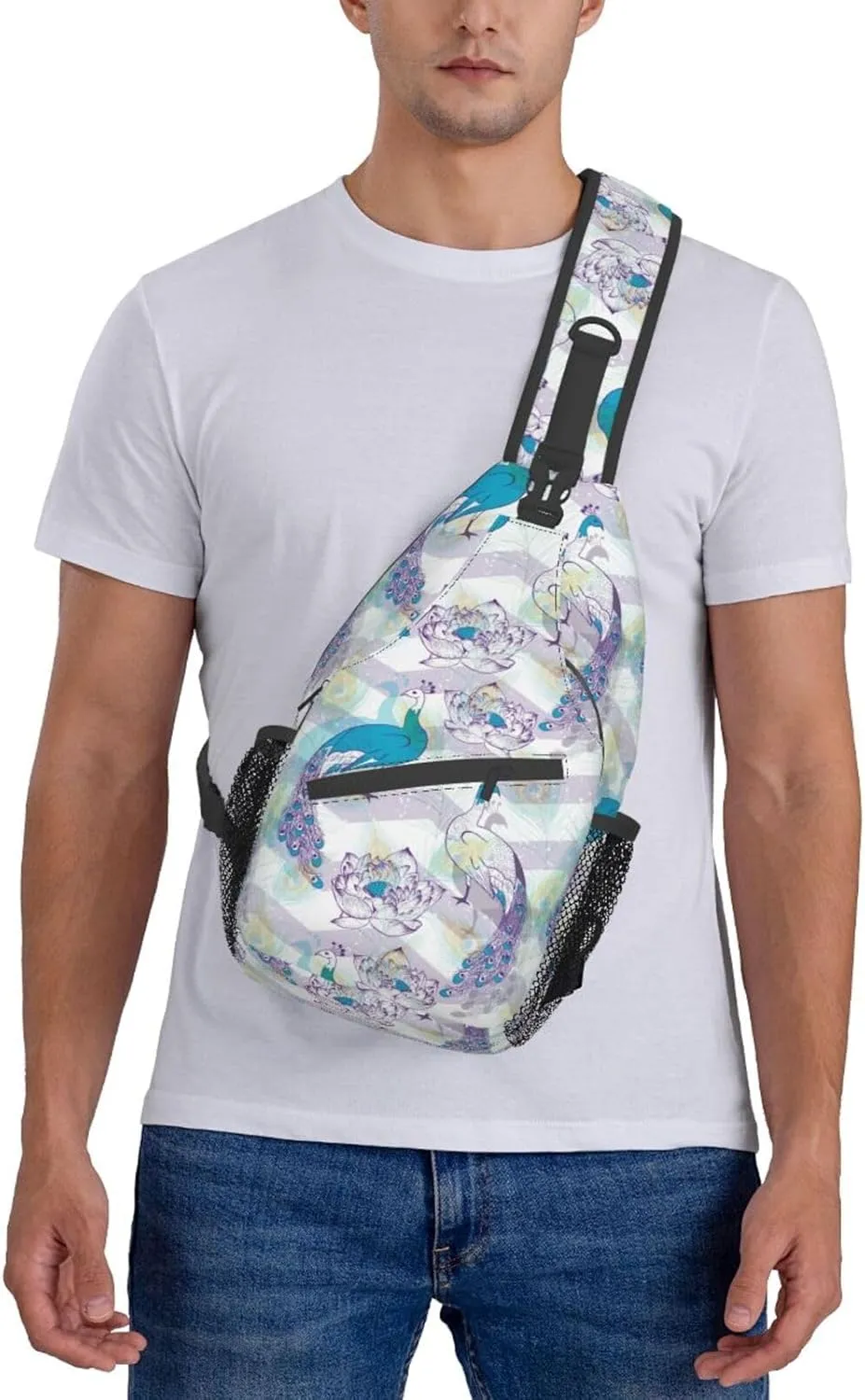 Peacock Crossbody Bag Women Shoulder Bag Backpack Cute Sling Bag Chest Casual Daypack Feather Bag Outdoor