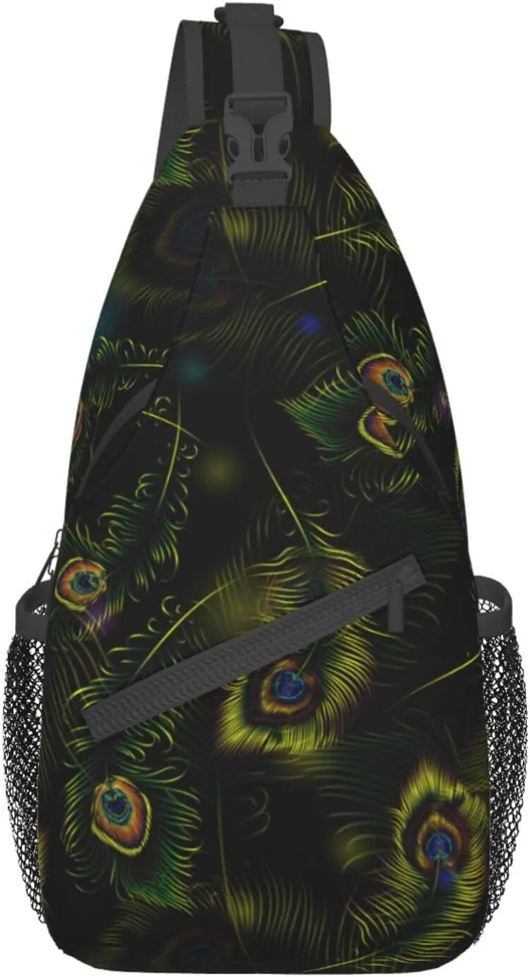 Peacock Crossbody Bag Women Shoulder Bag Backpack Cute Sling Bag Chest Casual Daypack Feather Bag Outdoor