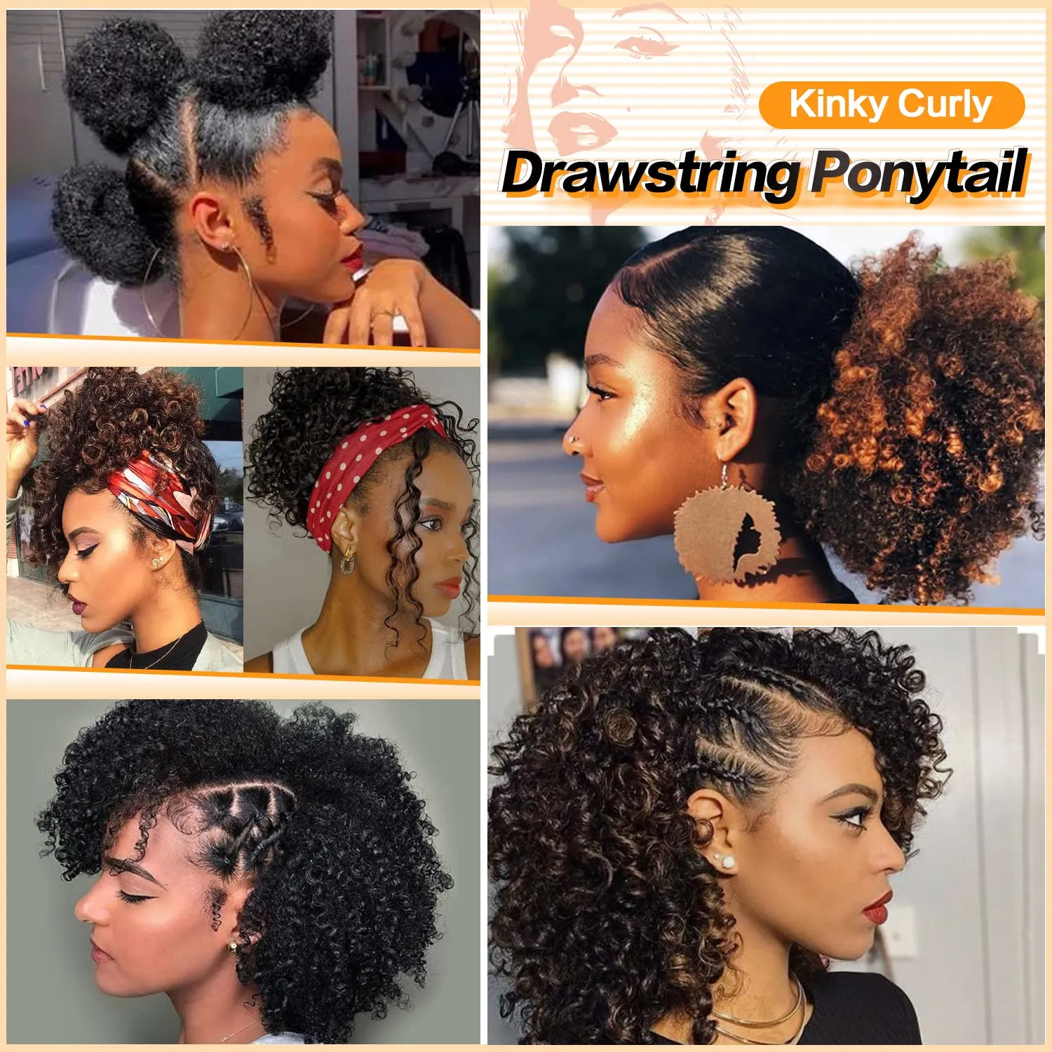 PEACOCO Drawstring Ponytail Afro Kinky Curly Ponytail for Black Women, 6 Inch Afro Puff Ponytail Extensions Jerry Curls Synthetic Hair (Black Brown)