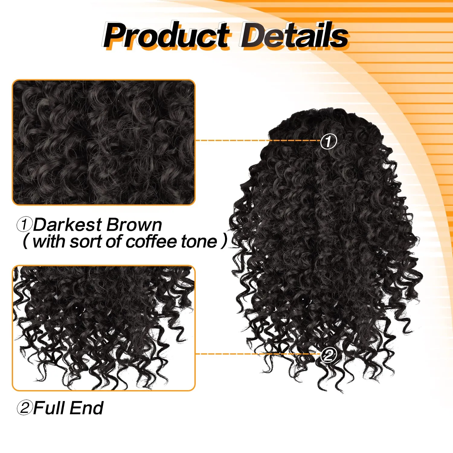 PEACOCO Drawstring Ponytail Afro Kinky Curly Ponytail for Black Women, 6 Inch Afro Puff Ponytail Extensions Jerry Curls Synthetic Hair (Black Brown)
