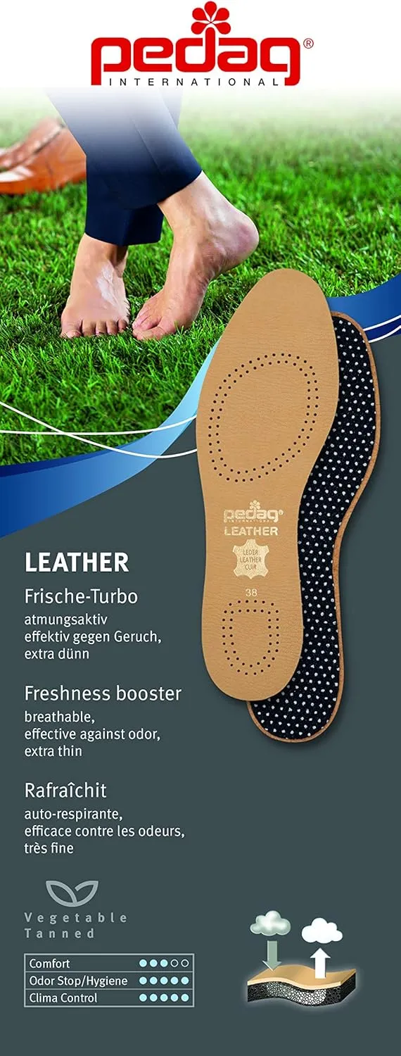 pedag Leather Insole with Sweat Wicking Carbon Layer, Handmade in Germany, Fits Pumps and Dress Shoes, Tan, US W10 M7 / EU 40