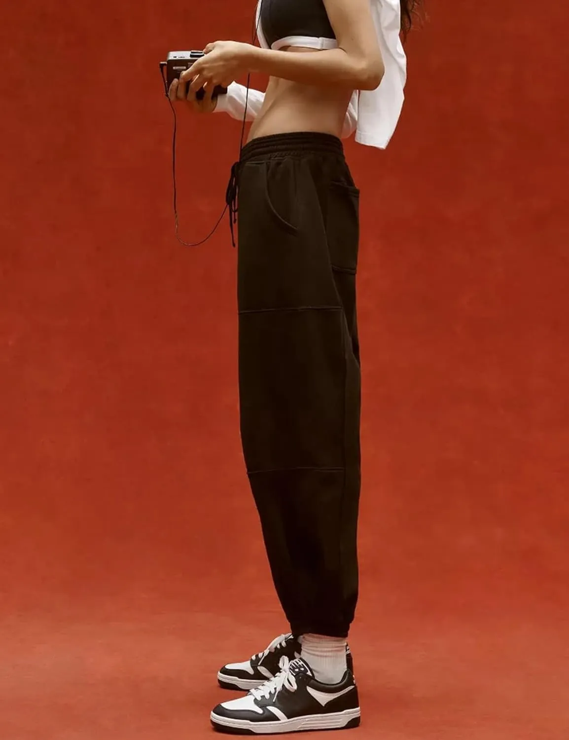 PEHMEA Women's Wide Leg Sweatpants Baggy Athletic Jogger Pants Drawstring Streetwear Trousers with Pockets