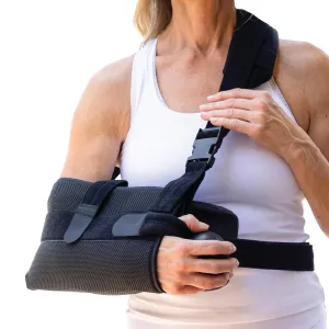PerfectFit Arm Sling Shoulder Immobilizer with Abductor, Medical Grade Support Brace, Rotator Cuff or Surgery Recovery Sling, Shoulder Brace for Men and Women, Medium, Black