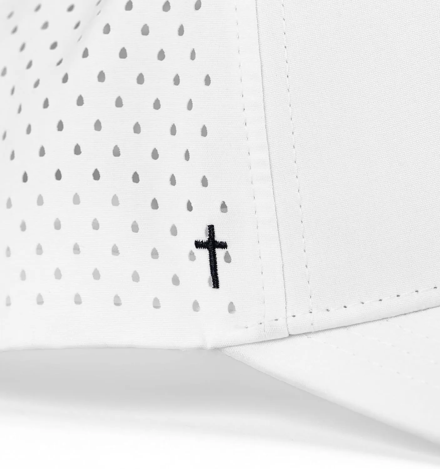 Perforated Snapback Hat – Christian Gym & Lifestyle Cap, Breathable Mesh Back, Embroidered Logo & Cross, Water-Resistant