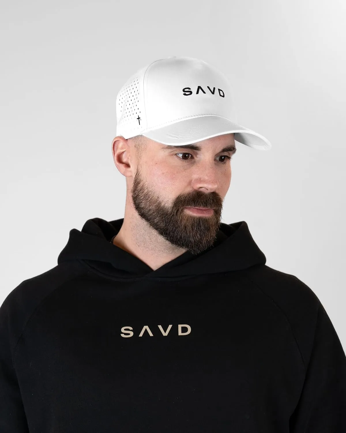 Perforated Snapback Hat – Christian Gym & Lifestyle Cap, Breathable Mesh Back, Embroidered Logo & Cross, Water-Resistant