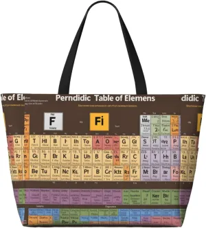 Periodic Table Of Elements Beach Travel Bag - Foldable Spacious Large Capacity Beach Bag Tote Bag With Zipper