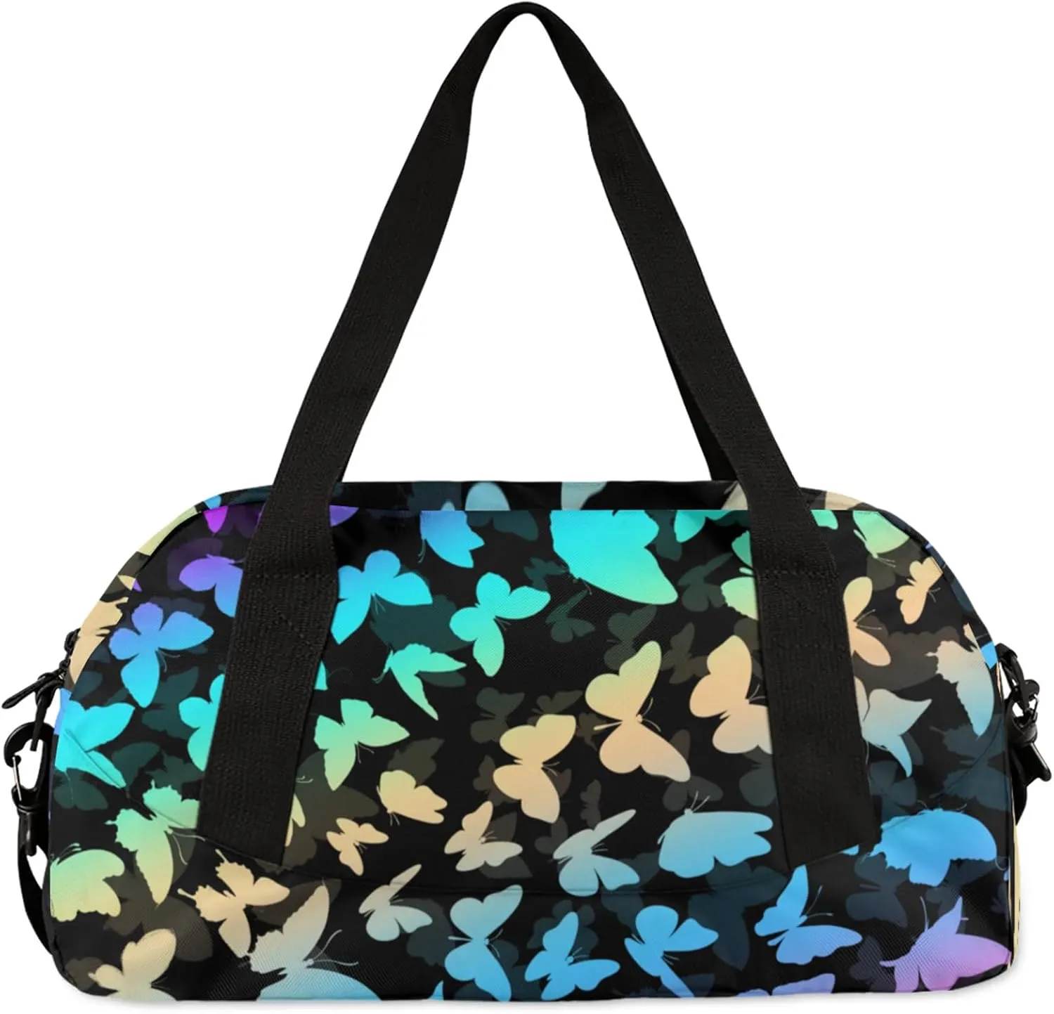 Personalized Butterfly Duffel Bag with Name Custom Travel Sports Bag for Women Men Waterproof Dance Ballet Bag Lightweight 18.5in, Blue Purple