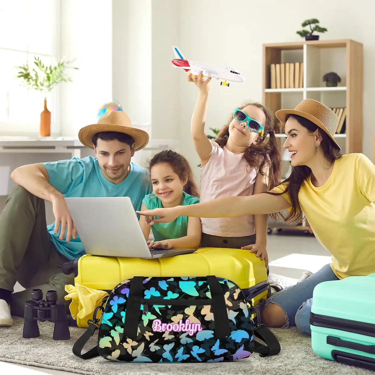 Personalized Butterfly Duffel Bag with Name Custom Travel Sports Bag for Women Men Waterproof Dance Ballet Bag Lightweight 18.5in, Blue Purple