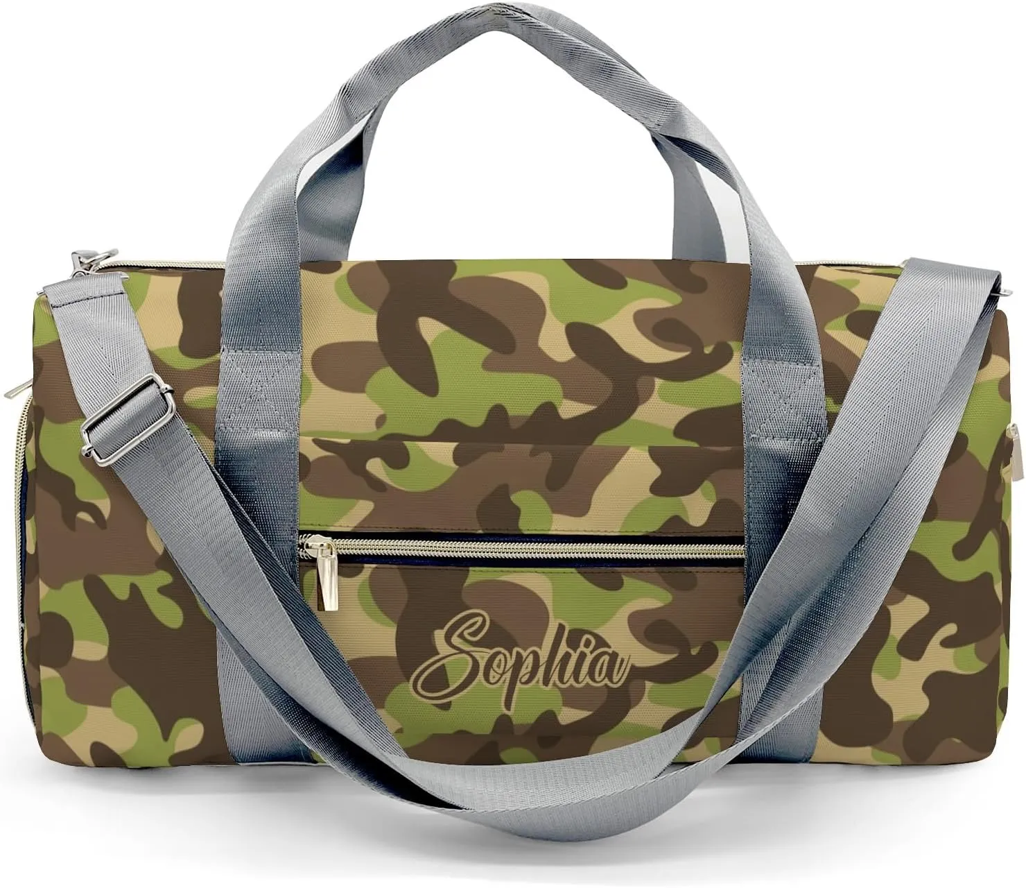 Personalized Cascade Camouflage Duffel Bag Travel Bag with Shoes Compartment Gym Yoga Sport Men Women Waterproof with Name