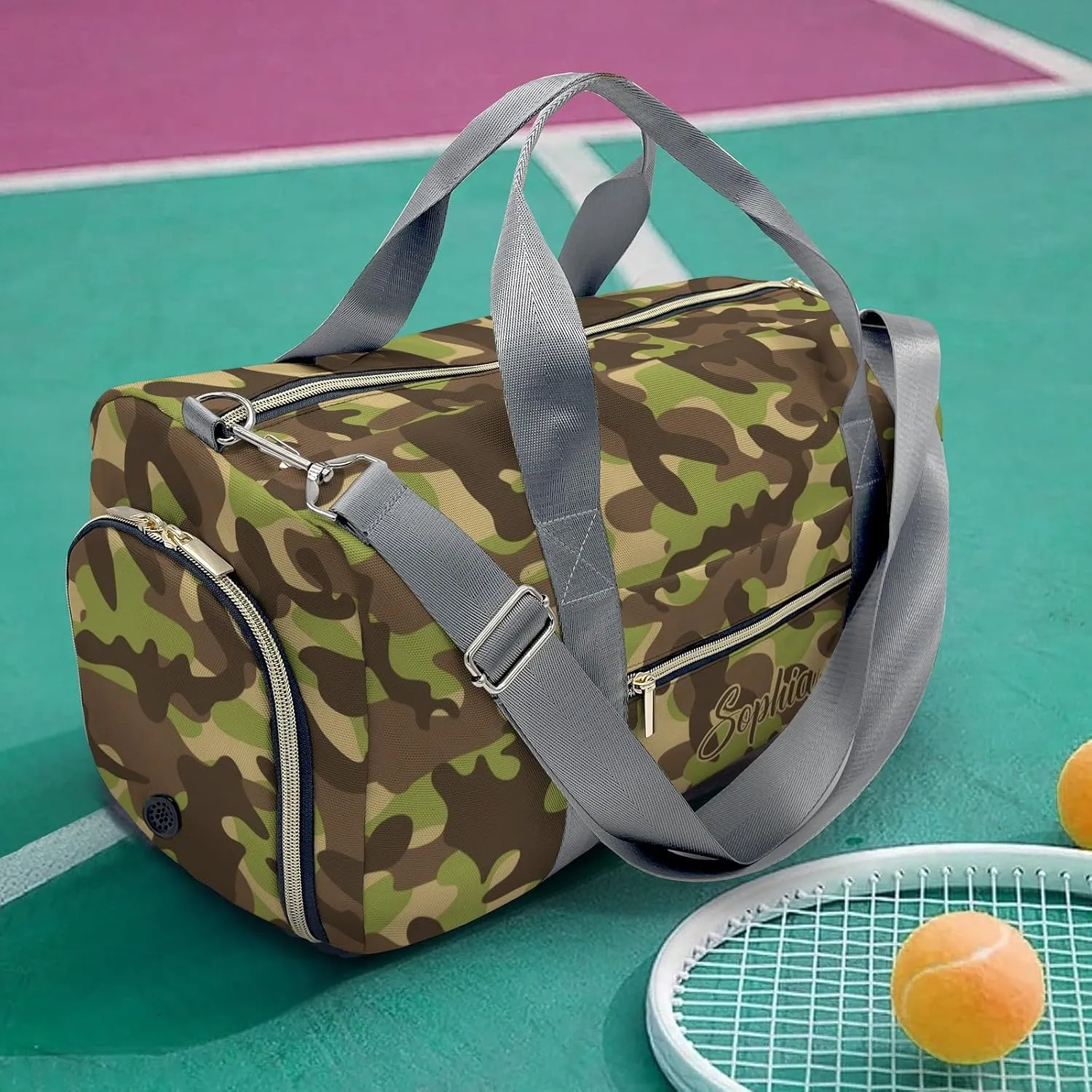 Personalized Cascade Camouflage Duffel Bag Travel Bag with Shoes Compartment Gym Yoga Sport Men Women Waterproof with Name