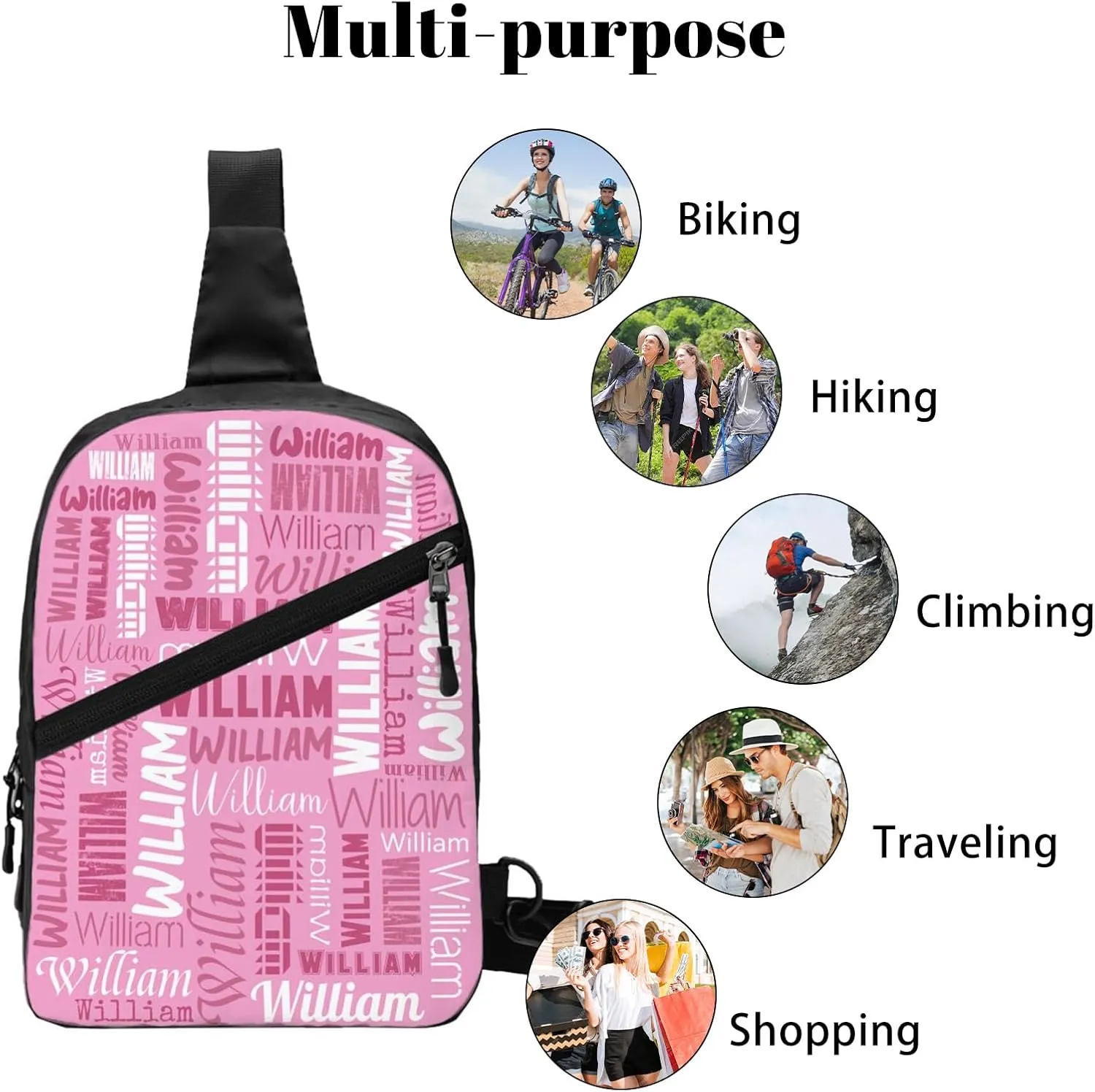 Personalized Crossbody Bags Customizable Chest Bag Customized Sling Bag Custom Sling Bags Customization Crossbody Bag