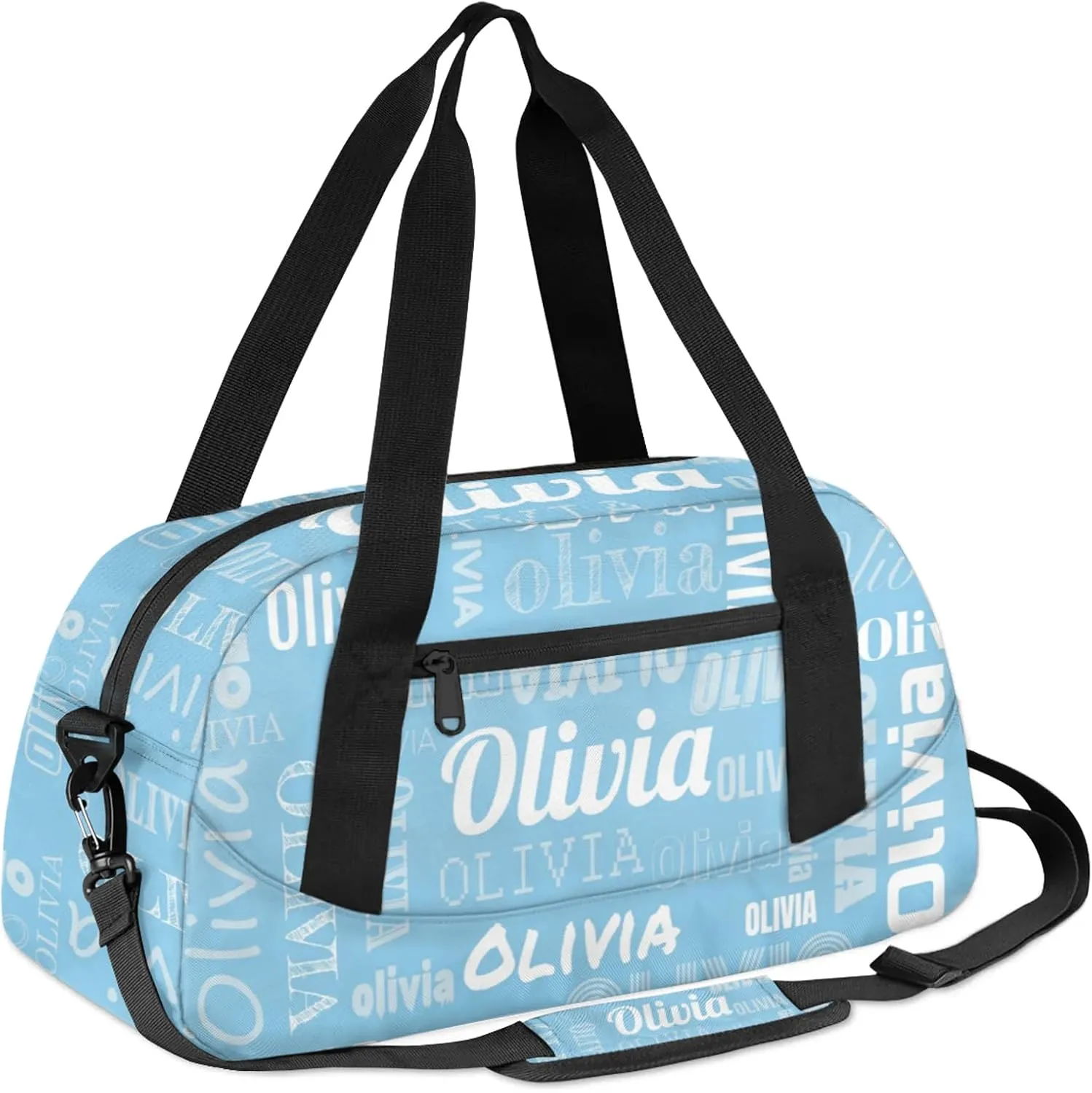 Personalized Duffel Bag with Name Custom Travel Sports Bag for Women Men Waterproof Dance Ballet Bag Lightweight 18.5in, Sky Blue